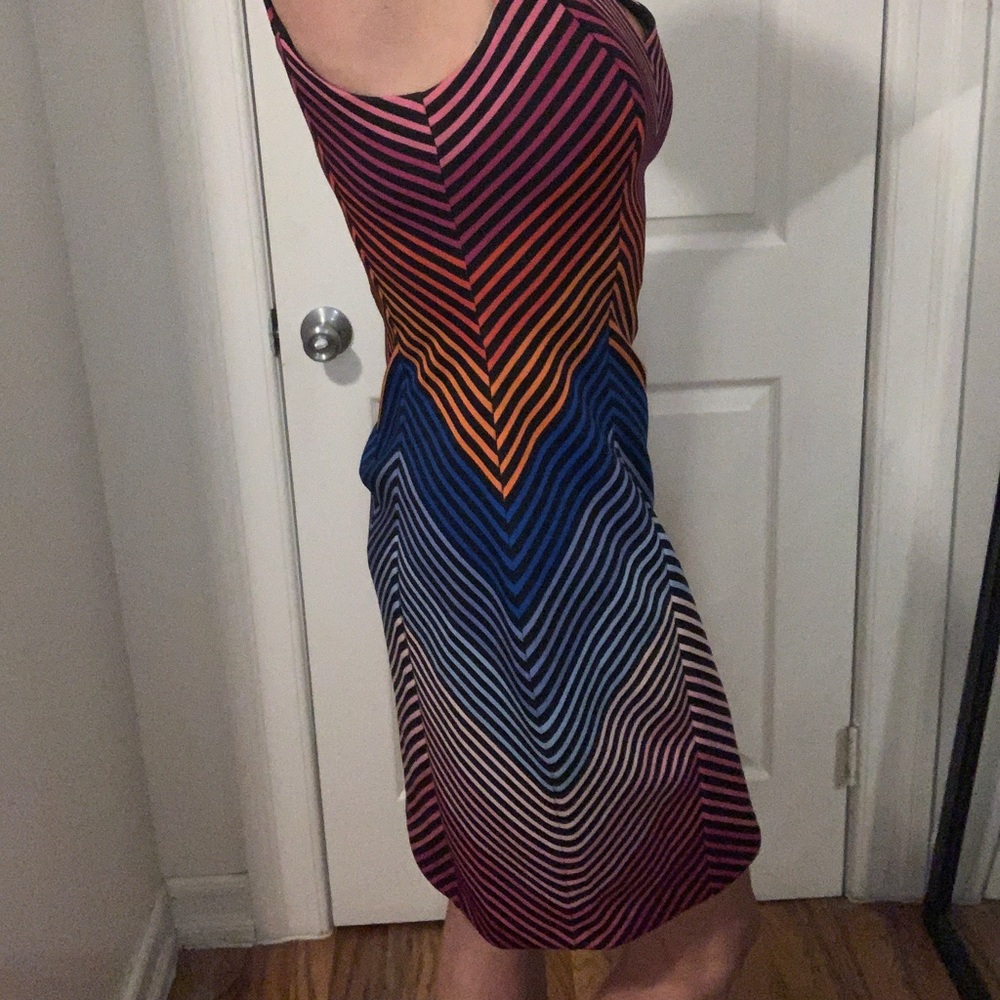 GUESS Rainbow Stripe Midi Dress size 8 - Picture 2 of 9